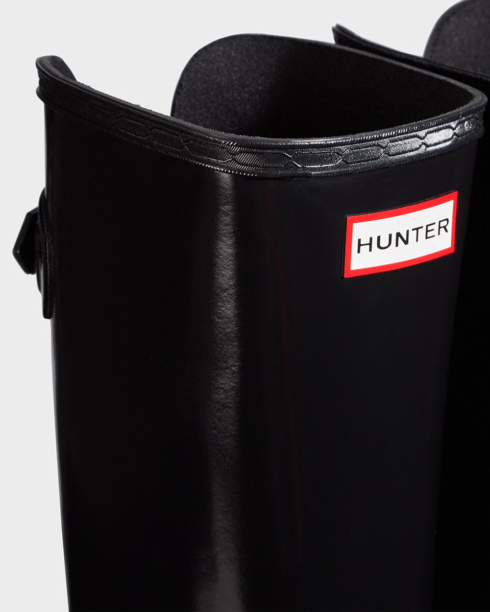 Womens Tall Rain Boots - Hunter Refined Adjustable Gloss (67WRKPAUI) - Black